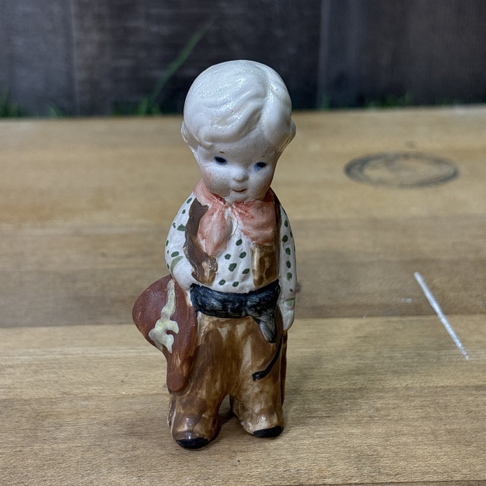 Vintage 1930s-50s Bisque Cowboy Figurine Western Japan Style Ceramic Figure